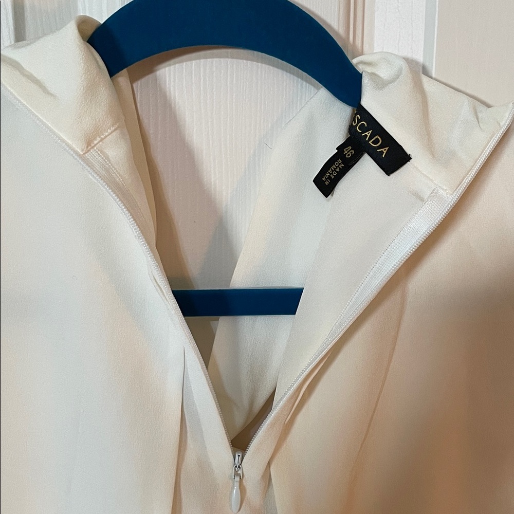 Escada 100% Silk Cream Tie-Neck Long Sleeve Blouse - Picture 5 of 14
